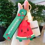 Fruit Cartoon Doll Key Chain Heart Soft Glue Pendant
