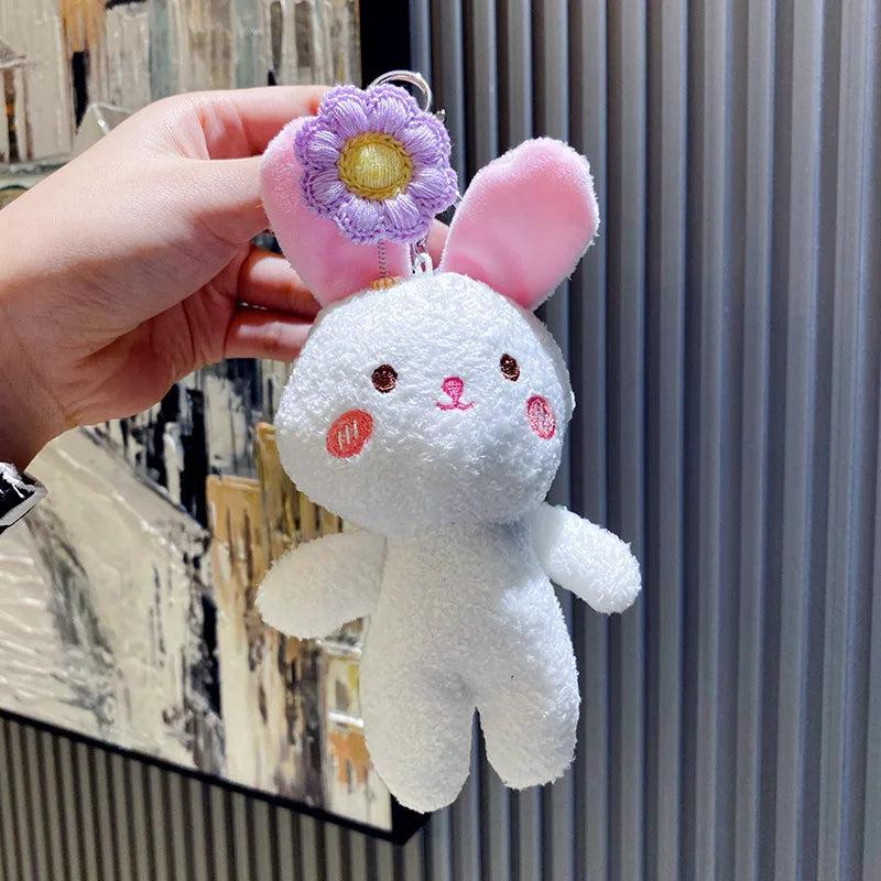 Cartoon Spring Frog Rabbit Bear Keychain Plush Toy Gift