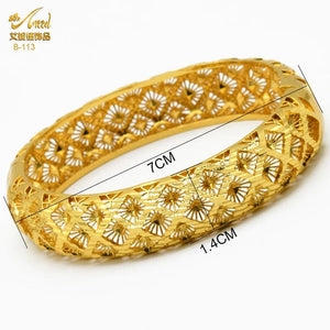 24K Dubai Plated Bangles Bracelet for Women African Indian Bangle Jewellery