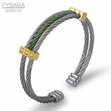 Multicolor Wire Twist Cuff Bracelet with Crystals - Punk Jewelry