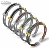 Multicolor Wire Twist Cuff Bracelet with Crystals - Punk Jewelry