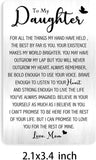 Daughter Engraved Metal Wallet Card Inserts, Inspirational Gift Idea