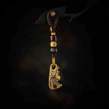 Brass Dragon Head Keychain Rope Key Pendant