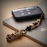 Brass Dragon Head Keychain Rope Key Pendant