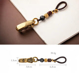 Brass Dragon Head Keychain Rope Key Pendant