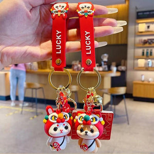 Lion Dance Keychain Koi Bag Pendant Couple Key Ring