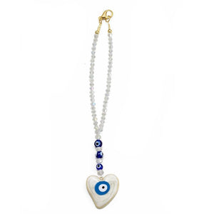 Lucky Eye Alloy Heart Pendant Wall Hanging Evil Eye Beads Keychain BE1325