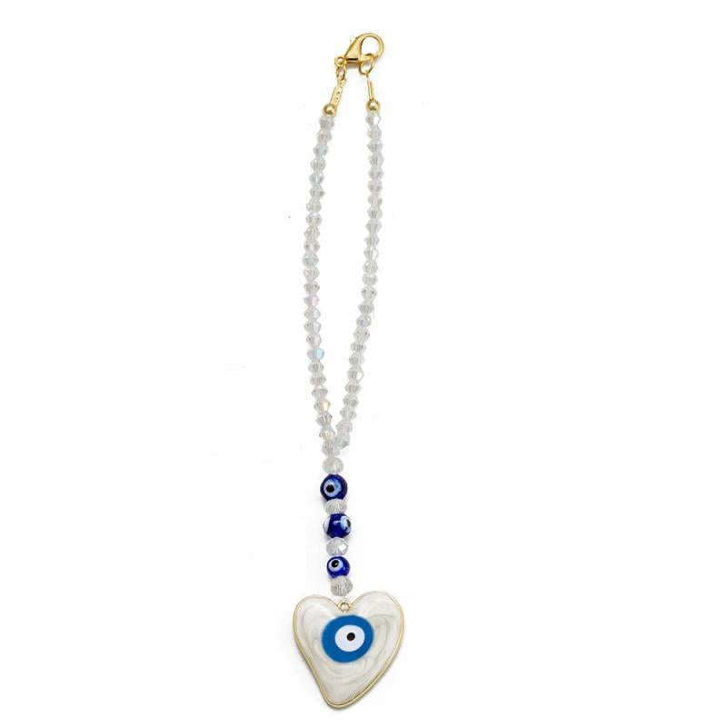 Lucky Eye Alloy Heart Pendant Wall Hanging Evil Eye Beads Keychain BE1325