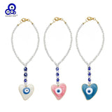 Lucky Eye Alloy Heart Pendant Wall Hanging Evil Eye Beads Keychain BE1325