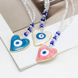Lucky Eye Alloy Heart Pendant Wall Hanging Evil Eye Beads Keychain BE1325