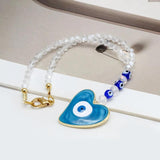 Lucky Eye Alloy Heart Pendant Wall Hanging Evil Eye Beads Keychain BE1325