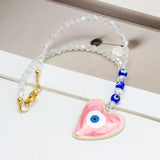 Lucky Eye Alloy Heart Pendant Wall Hanging Evil Eye Beads Keychain BE1325