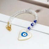 Lucky Eye Alloy Heart Pendant Wall Hanging Evil Eye Beads Keychain BE1325