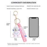 Cute Astronaut Pink Bear Keychain PVC Toy School Bag Pendant