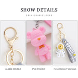 Cute Astronaut Pink Bear Keychain PVC Toy School Bag Pendant