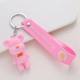 Cute Astronaut Pink Bear Keychain PVC Toy School Bag Pendant