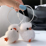 Mini Real Mink Fur Small Yellow Duck Keychain Ornaments Women Backpack Pendant