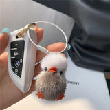 Mini Real Mink Fur Small Yellow Duck Keychain Ornaments Women Backpack Pendant