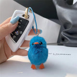 Mini Real Mink Fur Small Yellow Duck Keychain Ornaments Women Backpack Pendant