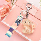 Acrylic Crown Monkey Doll Keychain Transparent Crystal Charm Bag Chain