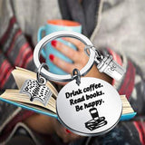 Book & Coffee Keychain Gift Set - Be Happy