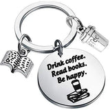 Book & Coffee Keychain Gift Set - Be Happy