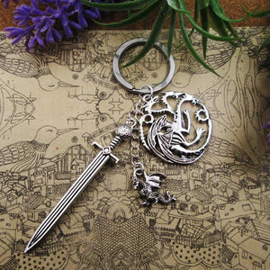 Dragon Keyring Set with Sword Design - Stainless Steel Birthday Gift