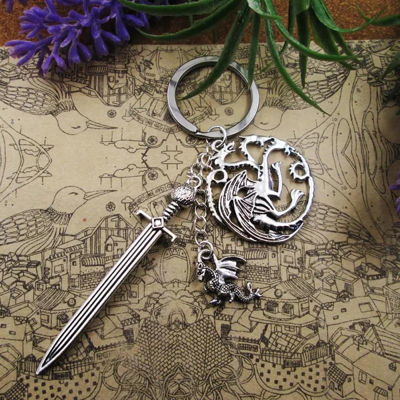Dragon Keyring Set with Sword Design - Stainless Steel Birthday Gift