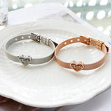 Adjustable Mesh Heart Charm Bracelet Bangle
