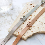 Adjustable Mesh Heart Charm Bracelet Bangle
