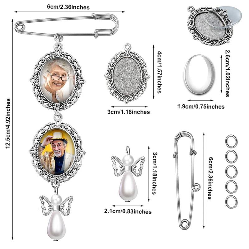 Lacy Frame Charm Oval Picture Frame Wedding Bouquet Photo Charm DIY Kit