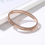 Roman Numeral Stainless Steel Bangle with CZ Crystal - Women's Bracelet