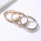 Roman Numeral Stainless Steel Bangle with CZ Crystal - Women's Bracelet