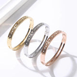 Roman Numeral Stainless Steel Bangle with CZ Crystal - Women's Bracelet