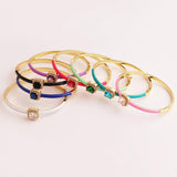 Zircon Bangle Candy Enamel Bracelet Women Girls Rose Neon Green