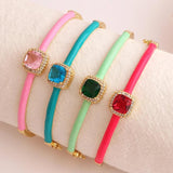 Zircon Bangle Candy Enamel Bracelet Women Girls Rose Neon Green