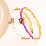 Zircon Bangle Candy Enamel Bracelet Women Girls Rose Neon Green