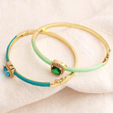 Zircon Bangle Candy Enamel Bracelet Women Girls Rose Neon Green