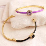 Zircon Bangle Candy Enamel Bracelet Women Girls Rose Neon Green