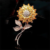 Crystal Rhinestone Big Daisy Flower Brooch for Women Coat or Wedding Bouquet