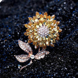 Crystal Rhinestone Big Daisy Flower Brooch for Women Coat or Wedding Bouquet