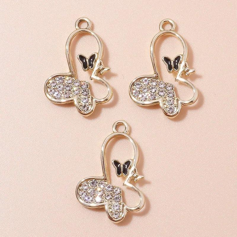 10pcs Crystal Butterfly Charms Pendants for DIY Jewelry Making