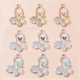 10pcs Crystal Butterfly Charms Pendants for DIY Jewelry Making