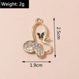 10pcs Crystal Butterfly Charms Pendants for DIY Jewelry Making