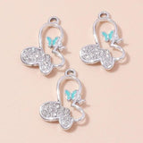 10pcs Crystal Butterfly Charms Pendants for DIY Jewelry Making