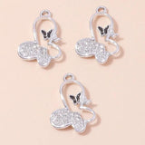 10pcs Crystal Butterfly Charms Pendants for DIY Jewelry Making