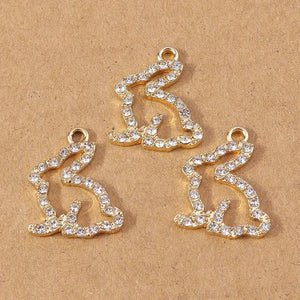 10pcs 17x21mm Rabbit Charms Crystal Pendants for DIY Jewelry Making