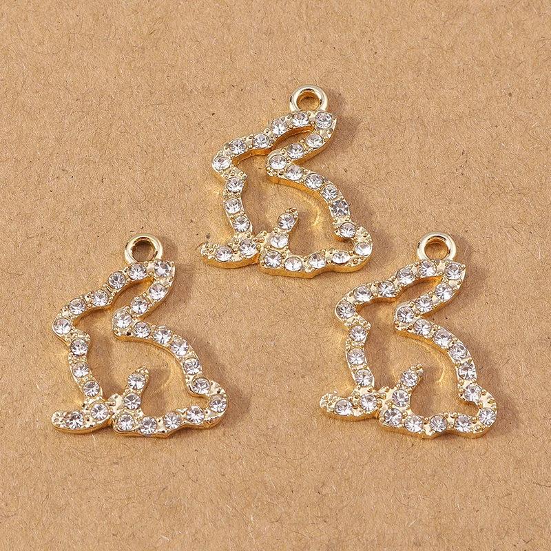 10pcs 17x21mm Rabbit Charms Crystal Pendants for DIY Jewelry Making