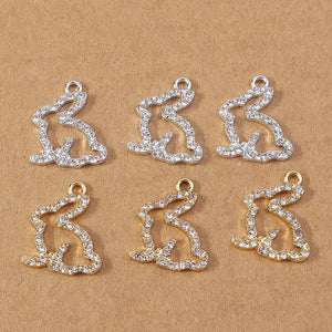 10pcs 17x21mm Rabbit Charms Crystal Pendants for DIY Jewelry Making