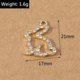 10pcs 17x21mm Rabbit Charms Crystal Pendants for DIY Jewelry Making